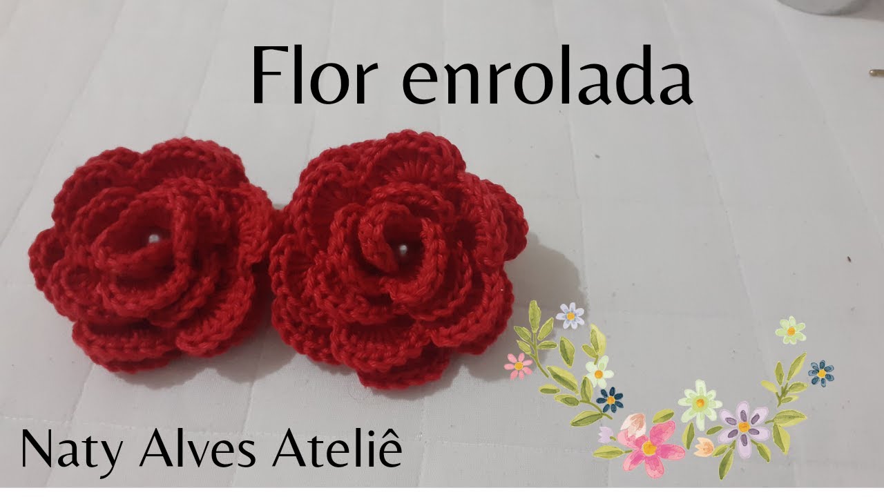 Rosa enrolada em crochê, fácil,econômica e rápida de confeccionar