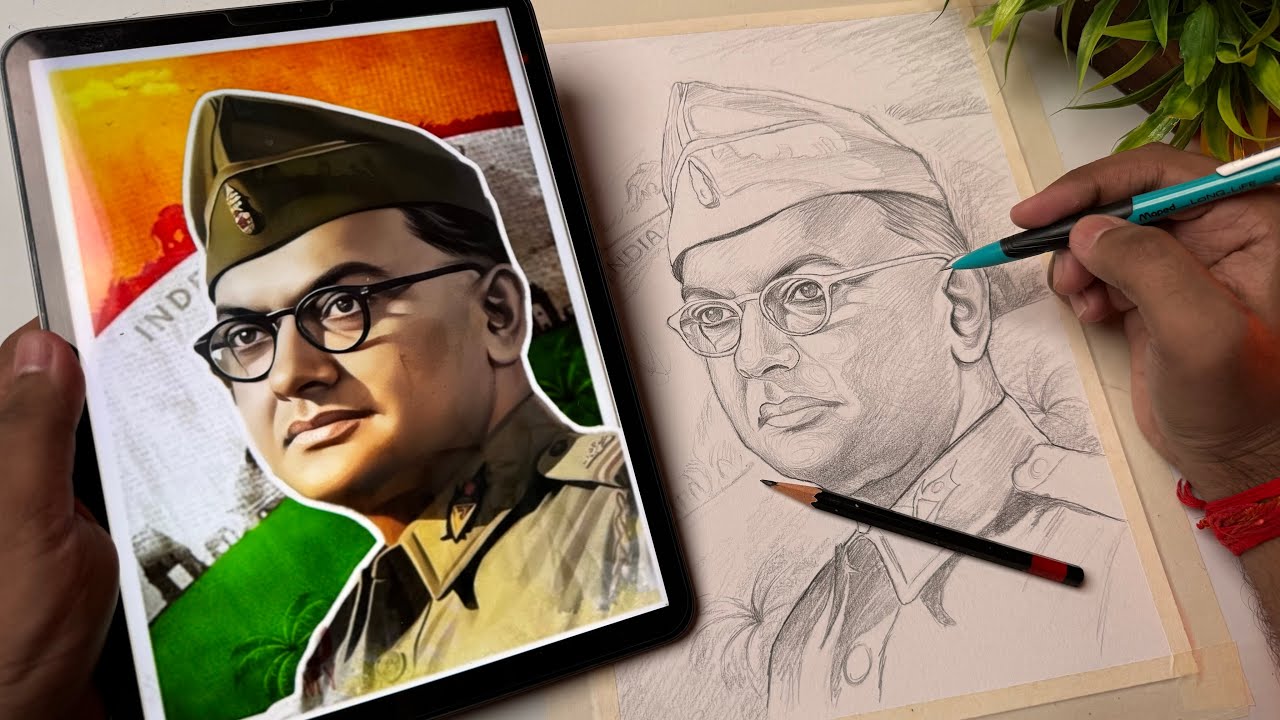 Independence Day Drawing,  Netaji Subhash Chandra Bose Drawing,  LOOMIS METHOD 🇮🇳