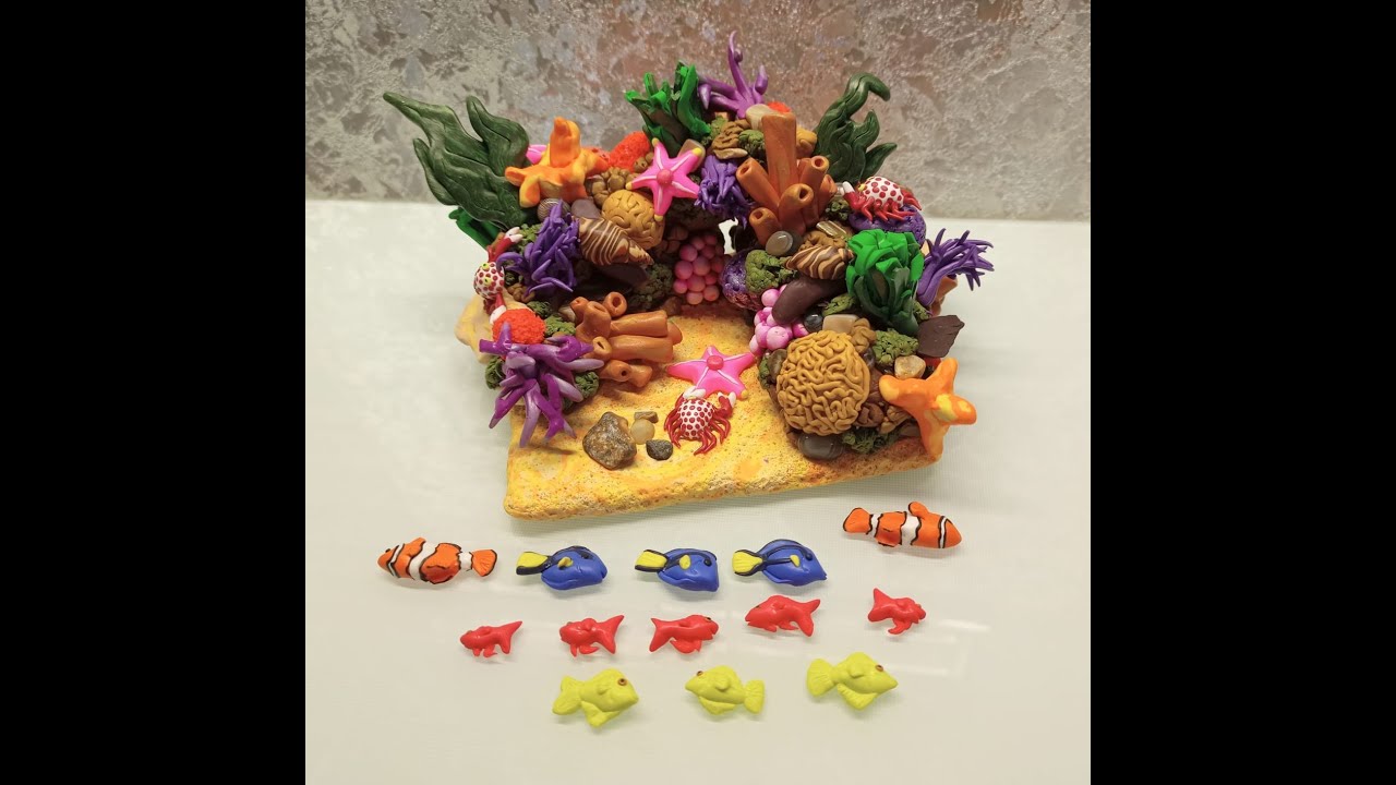 Coral Reef Sculpting Live, Fish including Clown Fish!