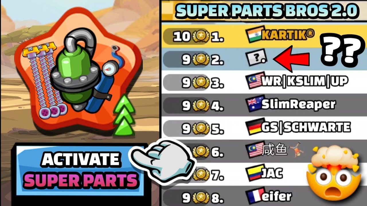 I FOUND AN UNIDENTIFIED HACKER!! 🧐 IN SUPER PARTS BROS 2.0 EVENT - Hill Climb Racing 2