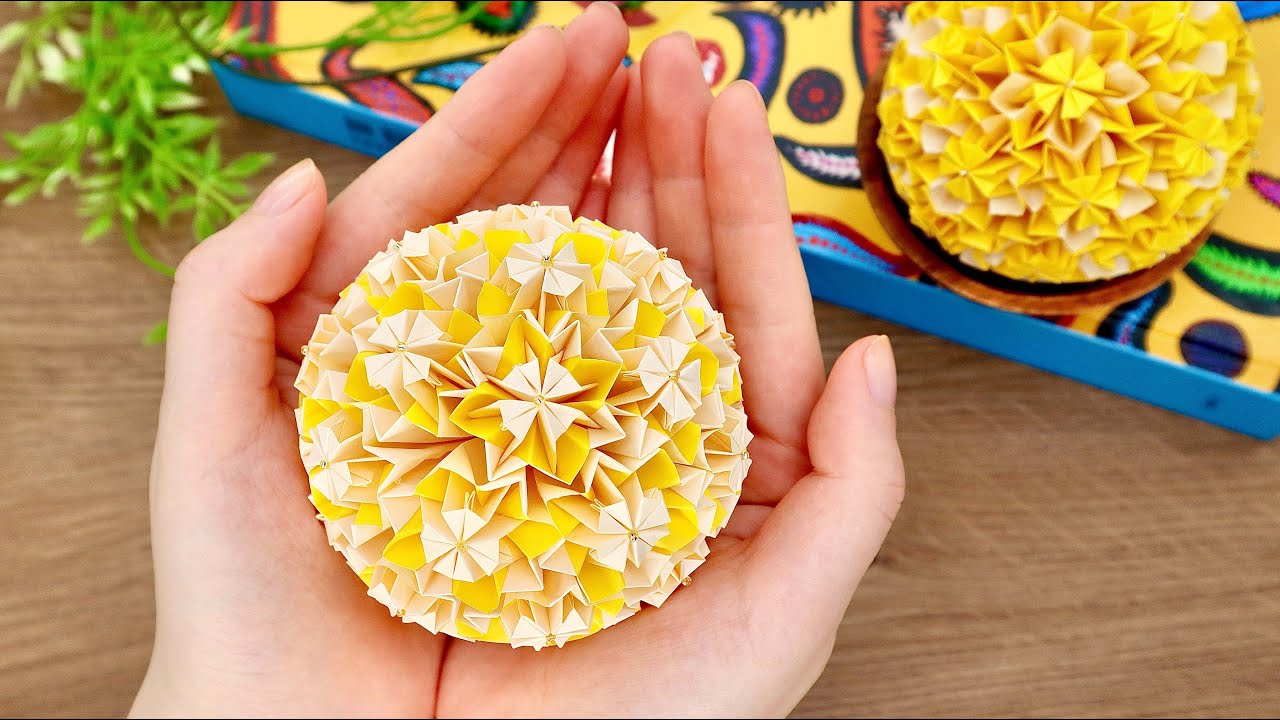 折り紙くす玉｜紙で作るペーパーフラワーの作り方｜How to make Origami Kusudama Paper Flower | DIY Paper Craft｜AyaWangPaper