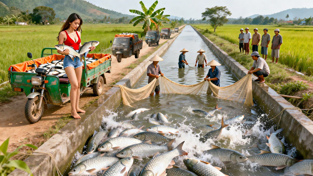 Harvesting 1000+ GIANT Fish, Use Truck Transport Many Fish Go To Market Sell