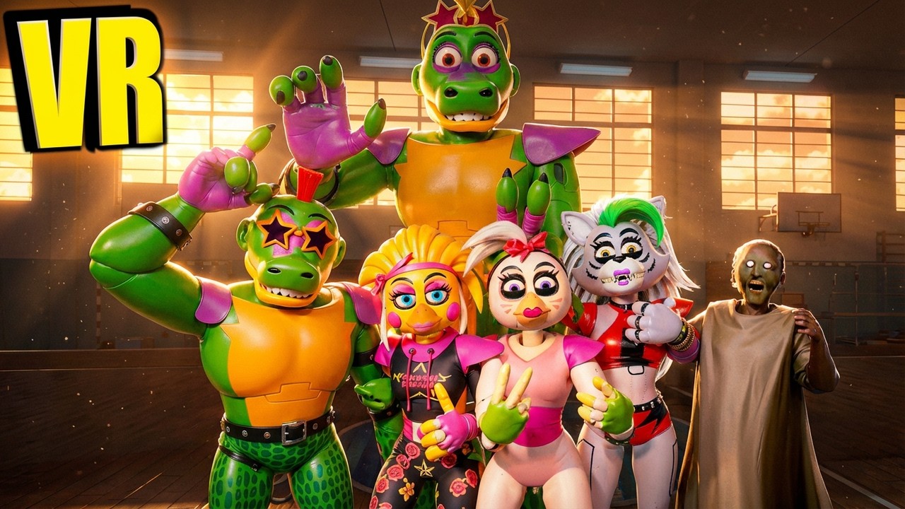 VR Гига Монти на уроке физкультуры в школе аниматроников VRChat FNAF COOP ВРчат Злой учитель