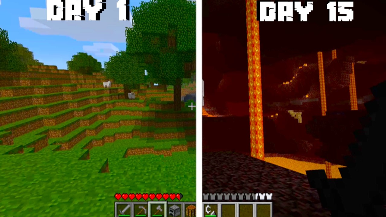 I Survived 15 STRESSFUL Days in Minecraft Beta 1.7.3