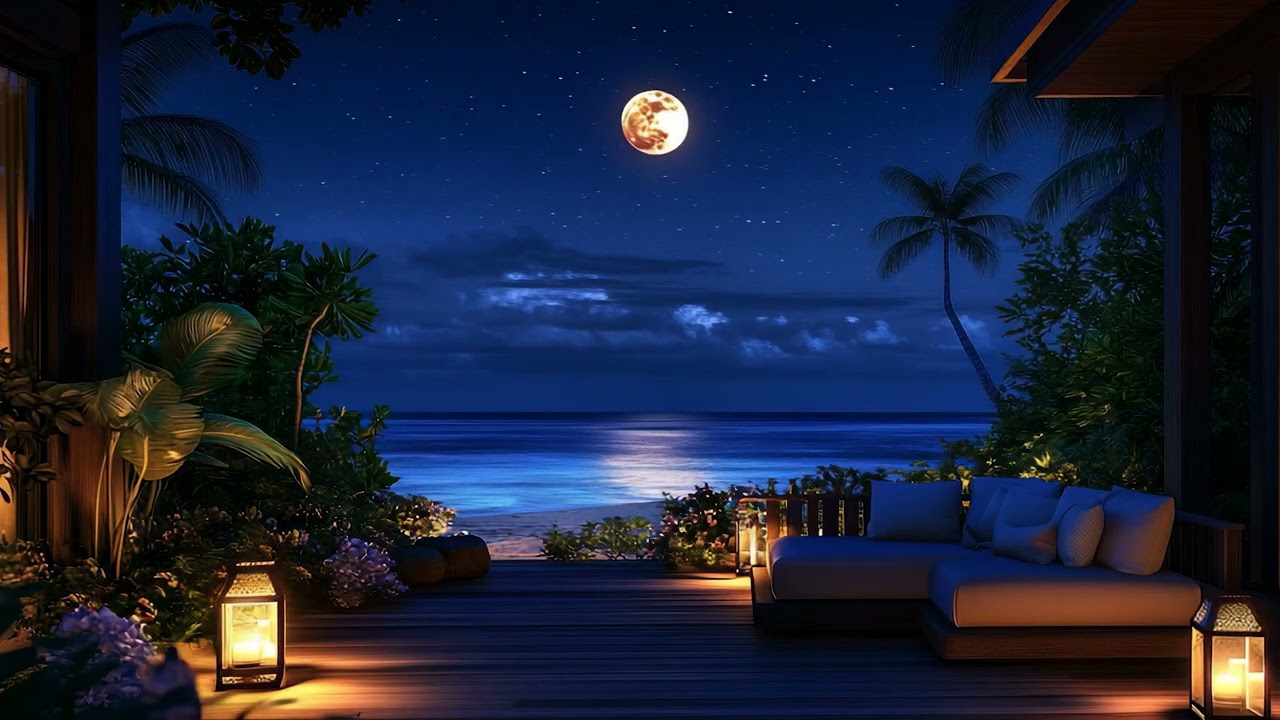 Moonlight Terrace by the Sea | Calm, Sleep, Healing, Relaxing Piano Music