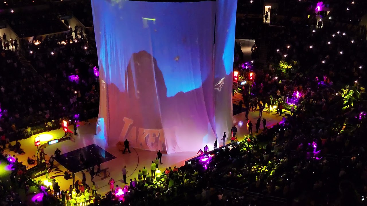 Phoenix Suns vs Los Angeles Lakers player introductions. October 22, 2021. Staples Center.