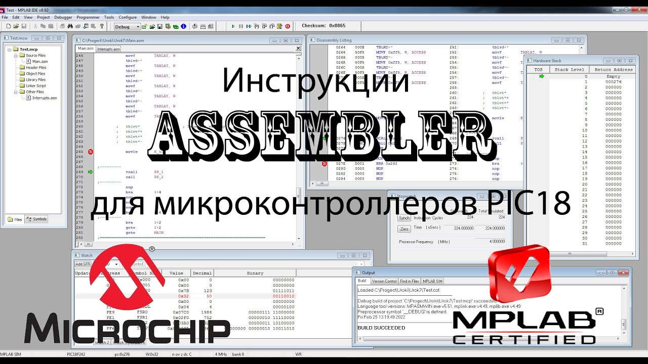 Описание и назначение команд Ассемблера для МК PIC18.
