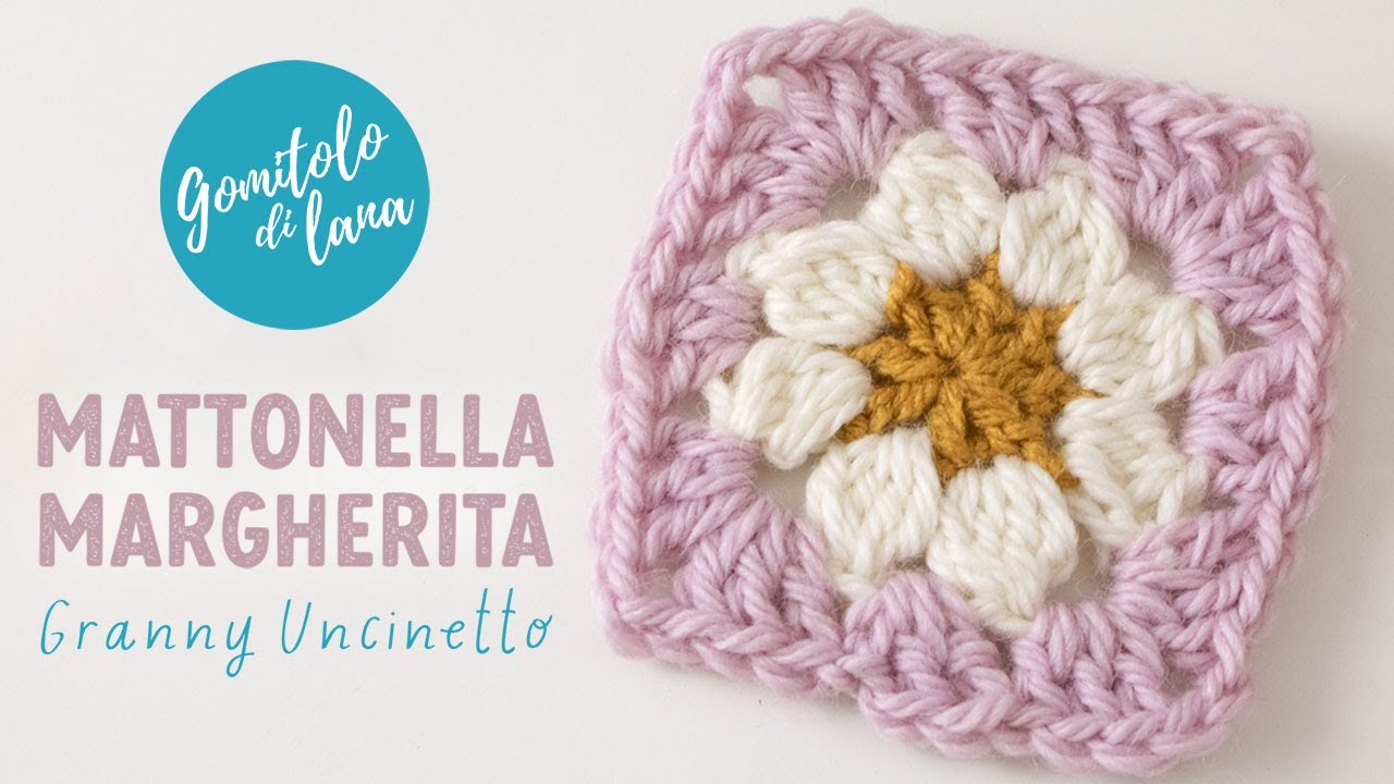 🌼 Mattonella Granny Square con fiore Margherita 🌼