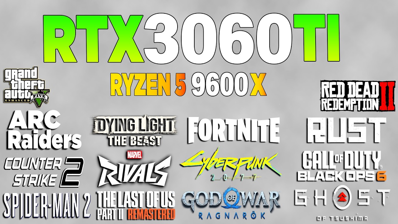 RTX 3060 Tİ + Ryzen 5 9600x Overclock - Test in 16 Games Benchmark 1080p (2026)