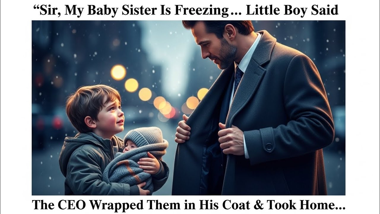 “Sir, My Baby Sister Is Freezing…” Little Boy Said—The CEO Wrapped Them in His Coat & Took Home.Tale