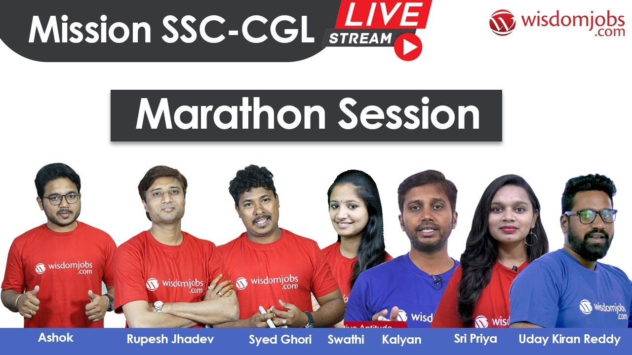 Live Classes for SSC CHSL 2020 |  24 hours Marathon for all Competitive Exams @ Wisdom jobs