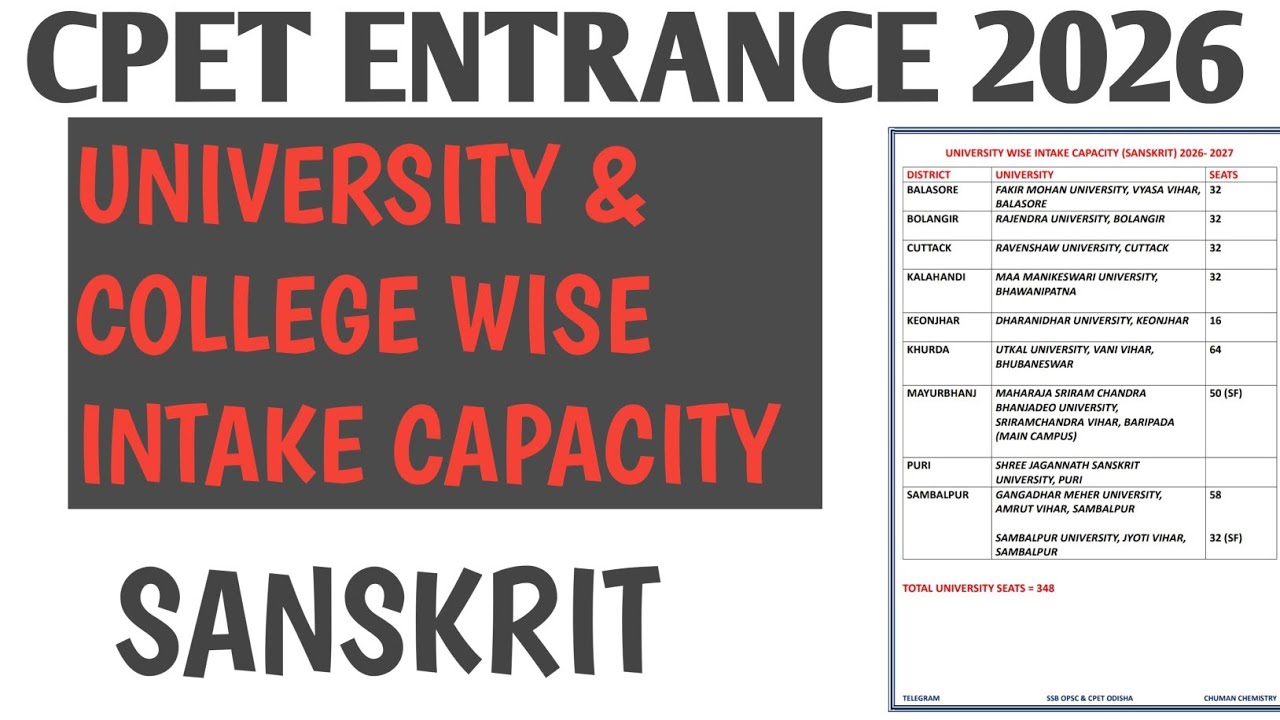 SANSKRIT UNIVERSITY & COLLEGE WISE INTAKE CAPACITY 2026 || TOP UNIVERSITIES & AUTONOMOUS COLLEGES
