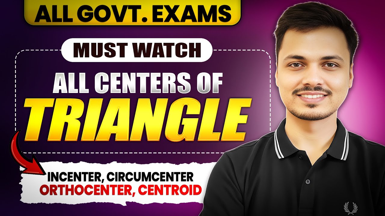 All Centers of Triangle in One Video | Incenter Circumcenter Orthocenter Centroid | SSC & Railway