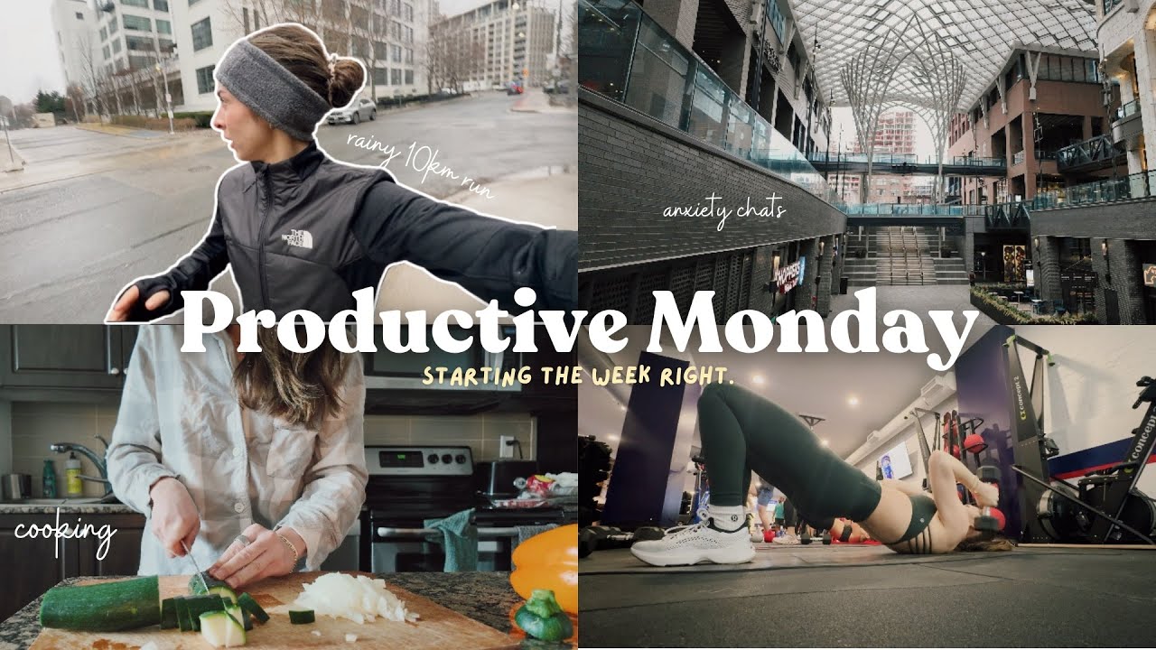 PRODUCTIVE MONDAY: Rainy 10km run, Anxiety & Skin chats, Shopping haul, cooking & more! | VLOG