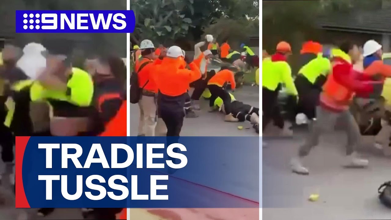 Tradie brawl erupts by Sydney job site | 9 News Australia