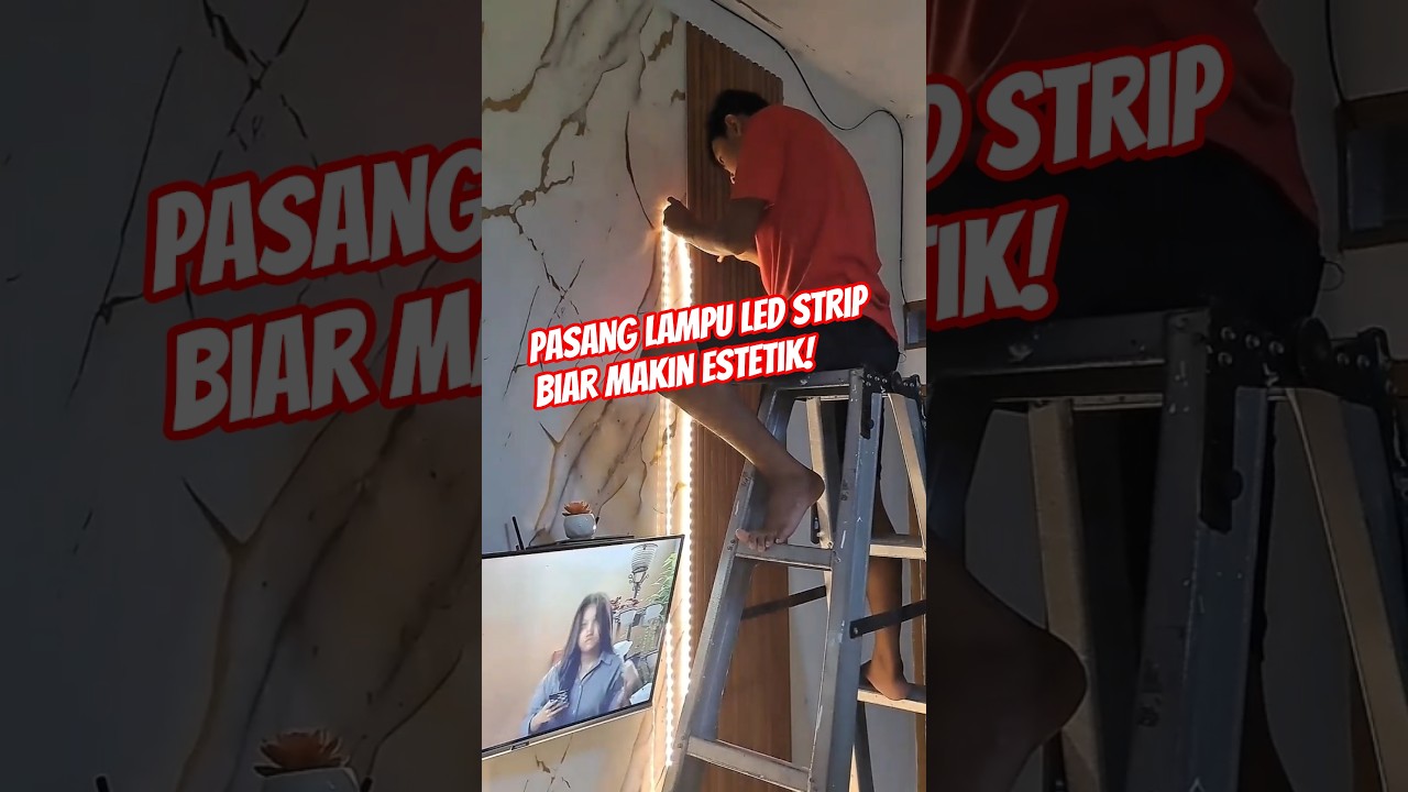 Cara pasang lampu Led strip biar makin estetik! #lampu #led #decoration #backdroptv