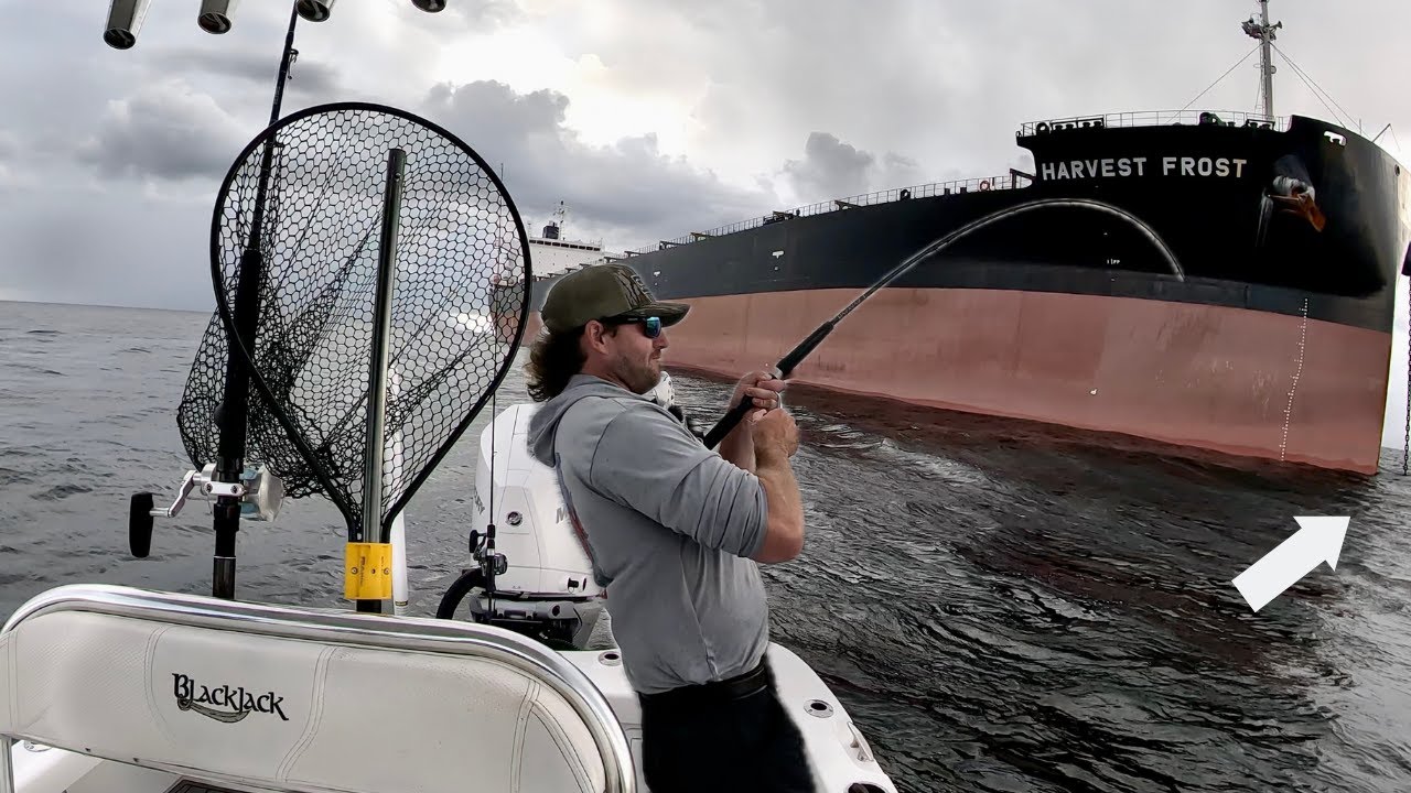 We Dropped LIVE Croaker Around Gulf Reefs And Anchored Ships For Our Dinner! *Catch & Cook*