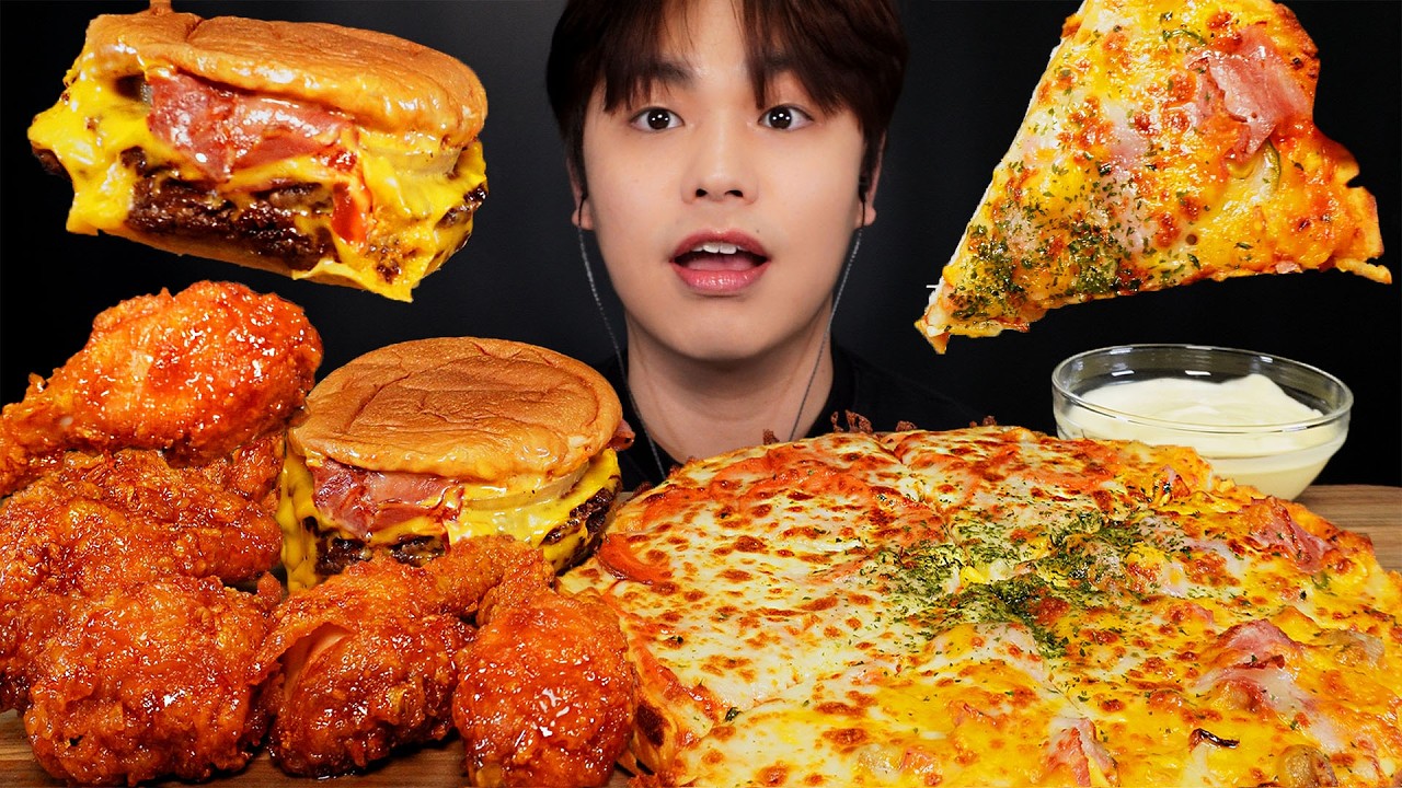 햄버거 피자 치킨 패스트푸드 3대장! 배터지게 먹자【한국어 자막】TOREE ASMR MUKBANG