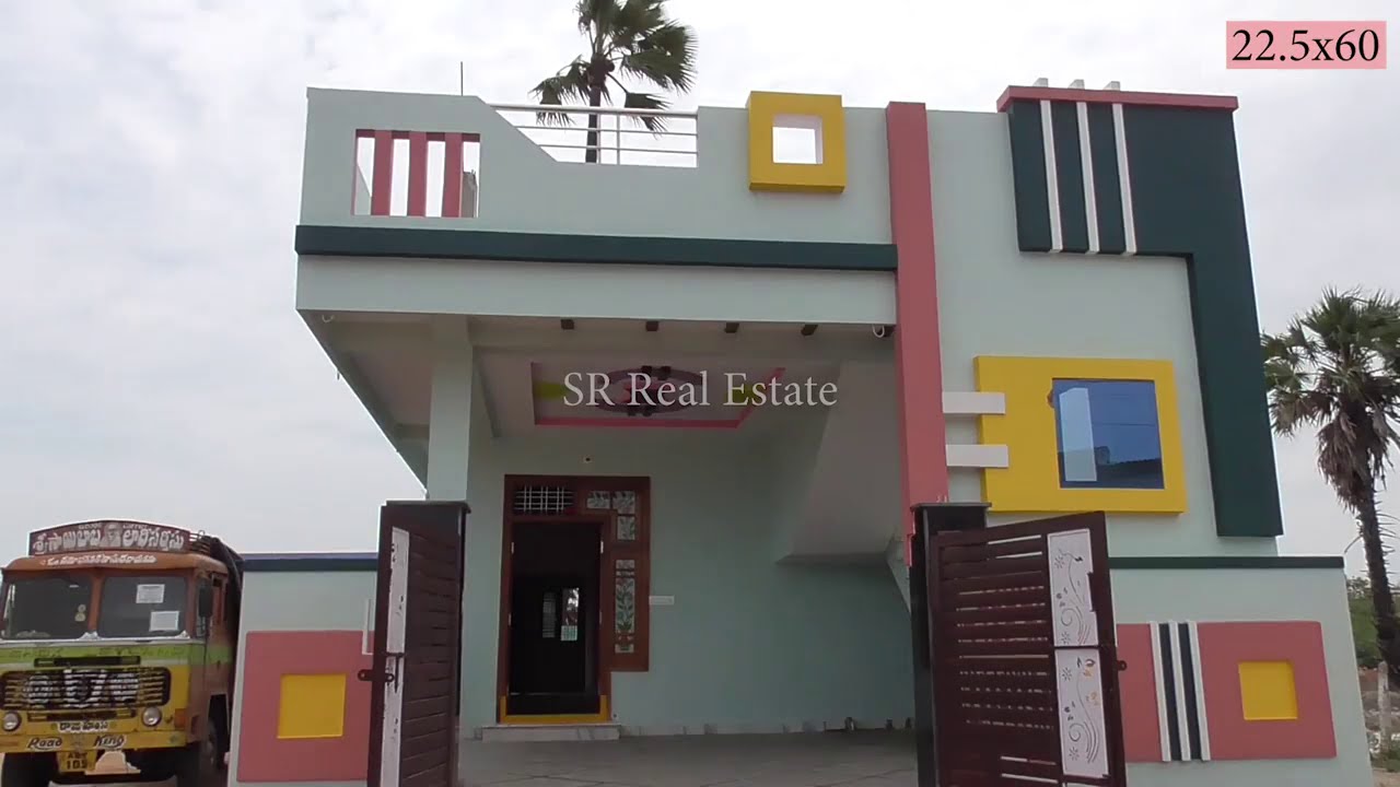 22.5x60 west facing 2bhk house plan with real walkthrough