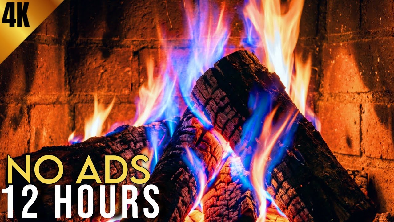 🔥 Cozy Fireplace 🔴 Live 12 Hours 4K | Crackling Fire Sounds for Sleep, Relax, Study