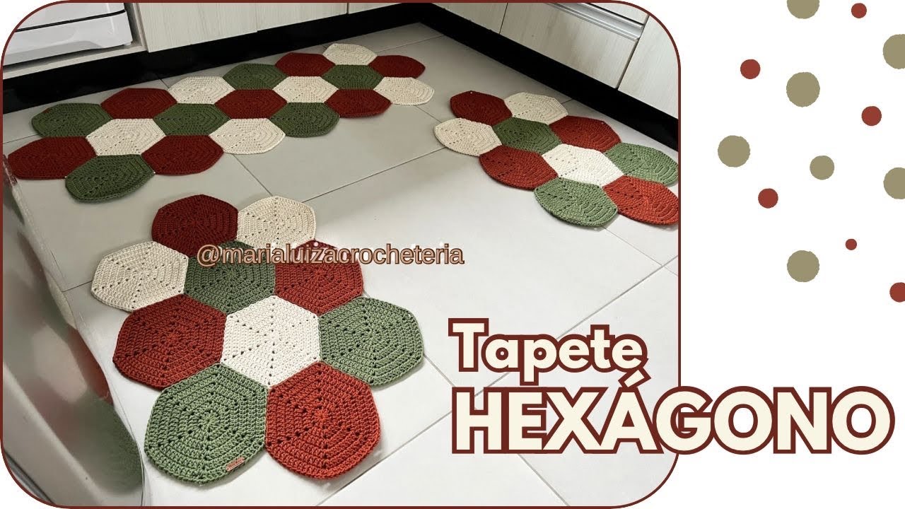 tapete e passadeira de crochê HEXÁGONO - lindo e fácil de fazer #croche 