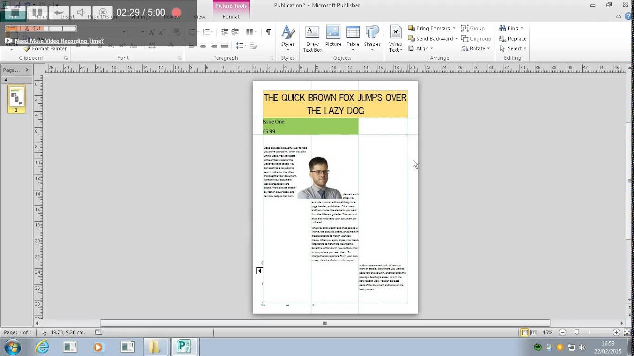 Microsoft Publisher - Frames and Text Flow