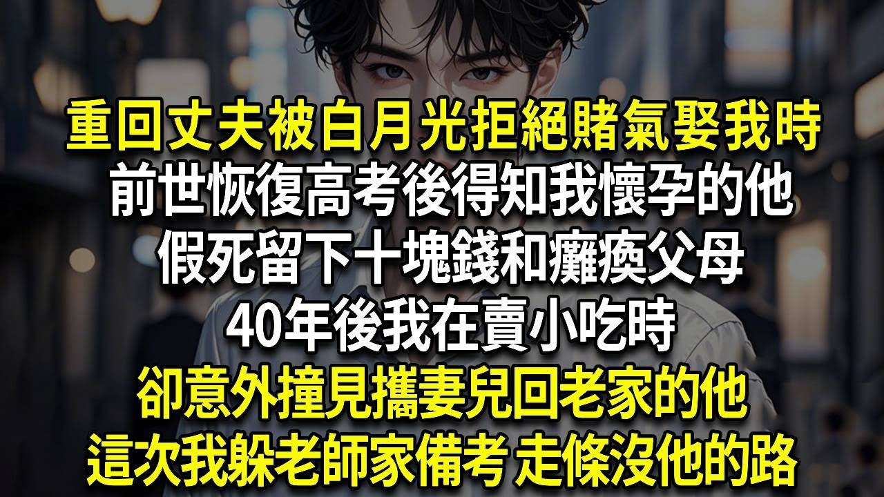 重回丈夫被白月光拒絕賭氣娶我時，前世恢復高考後得知我懷孕的他，假死留下十塊錢和癱瘓父母，40年後我在賣小吃時，卻意外撞見攜妻兒回老家的他，這次我躲老師家備考 走條沒他的路