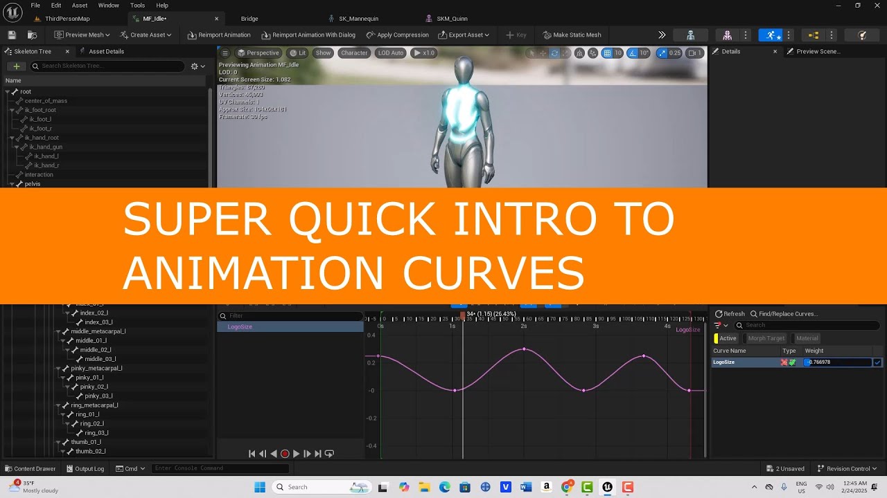 Super Quick Intro to Animation Curves in Unreal Engine 5.5 (see description for quick correction)
