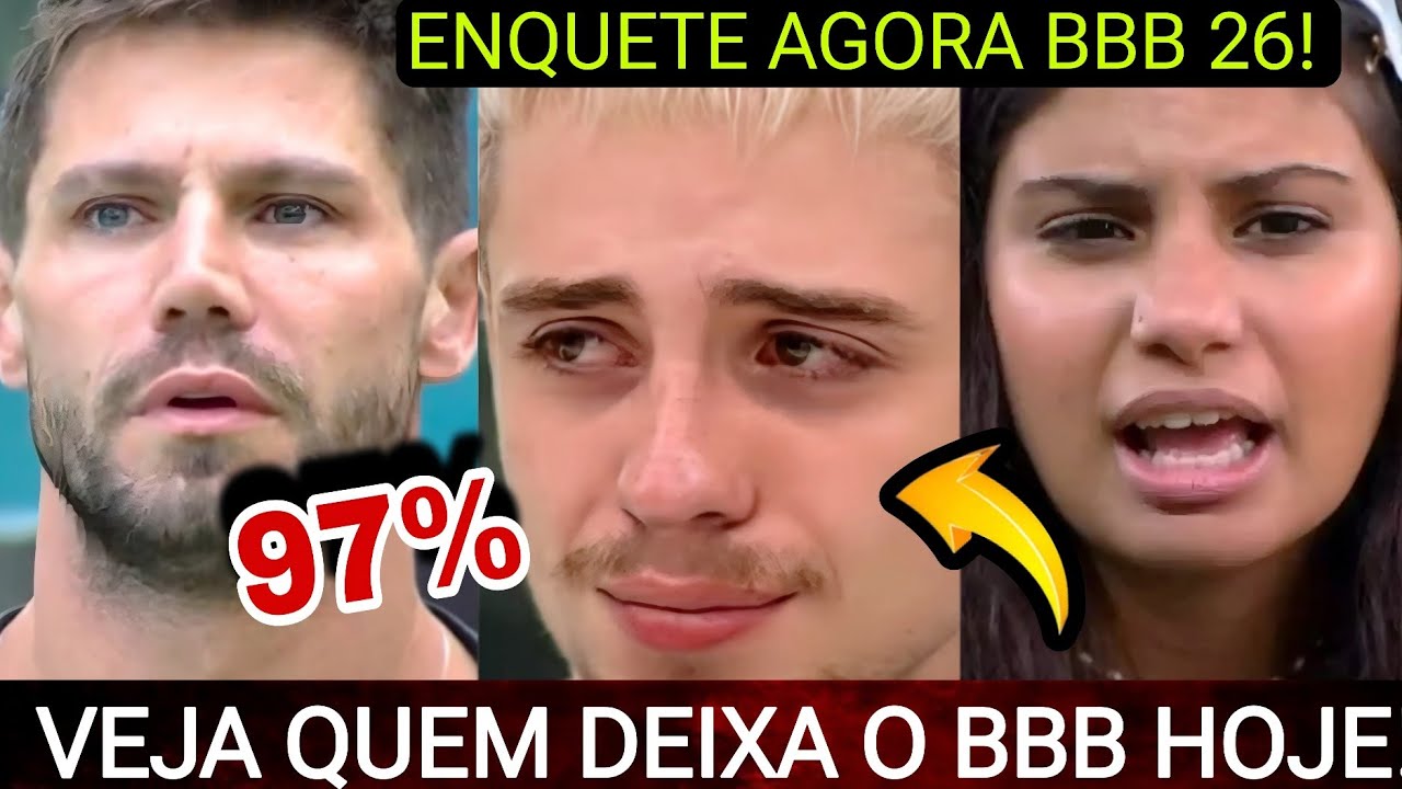 BBB 26: AP&Oacute;S SINCER&Atilde;O ENQUETE APERTA E MOSTRA QUEM SAI HOJE ENTRE JONAS, JULIANO E GABRIELA
