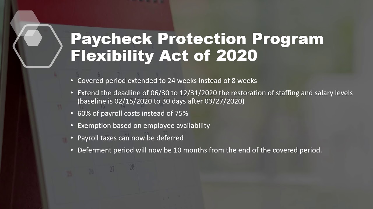 Paycheck Protection Program - Flexibility Act of 2020