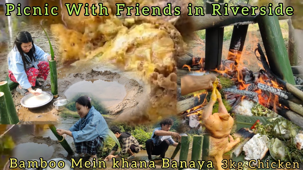 Picnic With Friends in Riverside Chicken with Fiddlehead TaroLeaves Cooking and Eating@SanjayVlog729