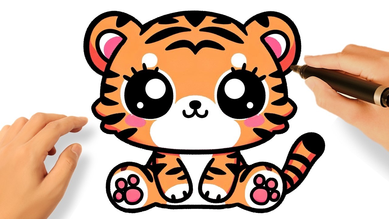 COMO DESENHAR UM TIGRE FOFINHO KAWAII FÁCIL🐯