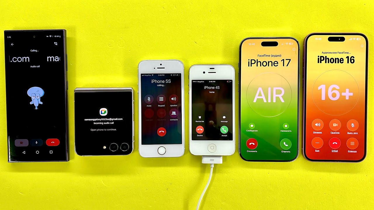 Samsung Z Flip5 & Galaxy S25Ultra Google MEET Incoming Call + iPhone 17 & iPhone 16 FaceTime 