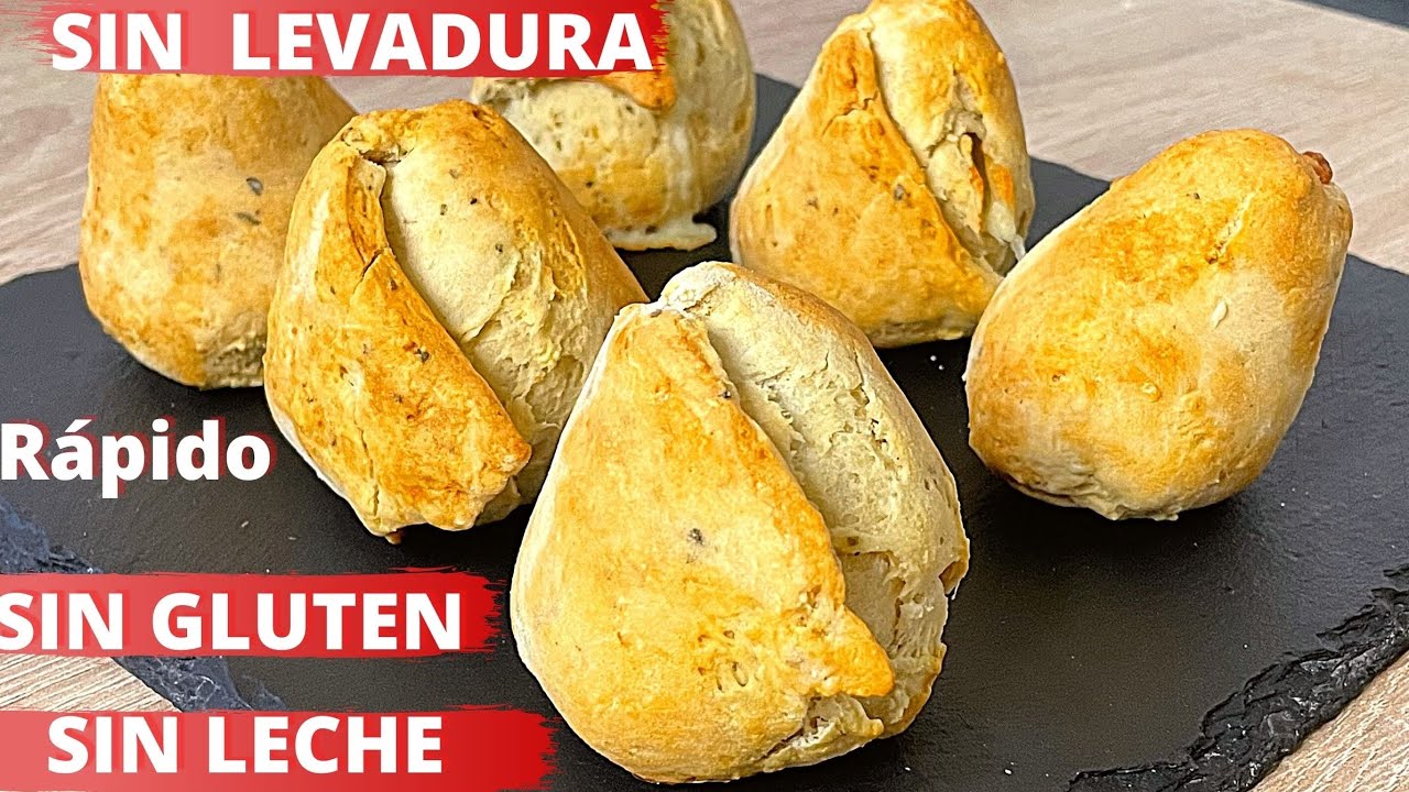 ULTRA RÁPIDOS Y FÁCILES !!! panecillos SIN LEVADURA , SIN GLUTEN  y sin lactosa.