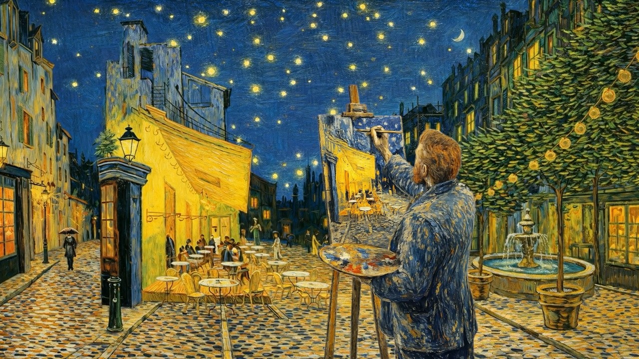 Van Gogh Night Cafe 🌙 | Chill Music for Study & Relax