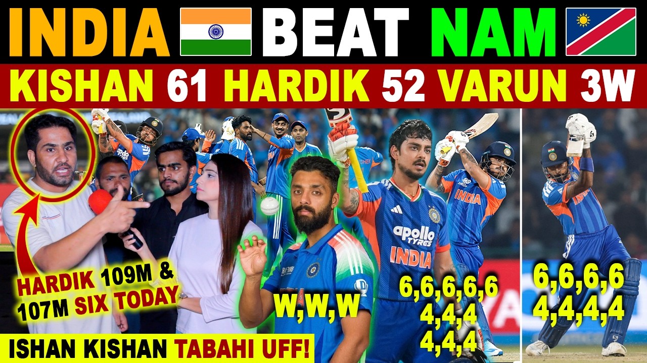 INDIA BEAT NAMIBIA IN T20 WC MATCH 2026 | ISHAN 61(24) HARDIK 52(19) VARUN 3WKTS TABAHI BATTING UFF!