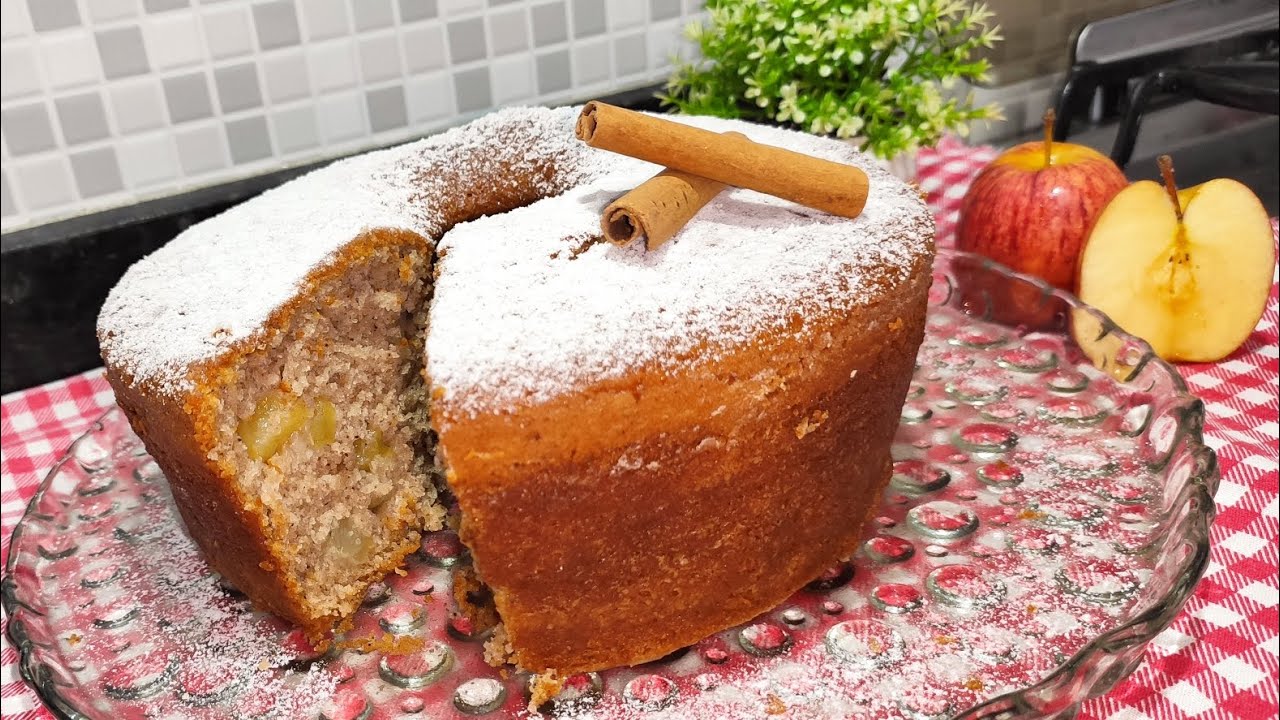 BOLO CASEIRINHO DE MAÇÃ COM CANELA SEM OVO ,FOFINHO !