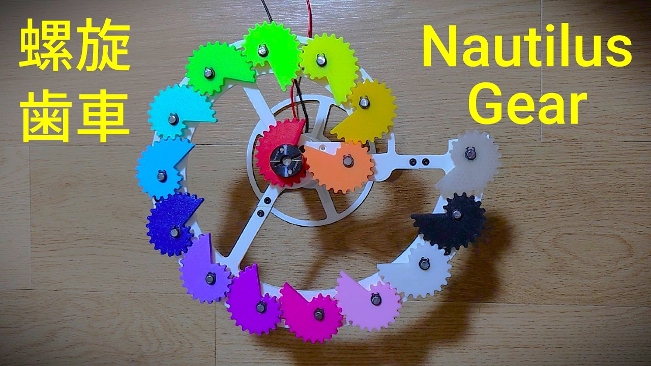 螺旋状に並べた螺旋歯車 (Spiral Arrangement of Nautilus Gears)