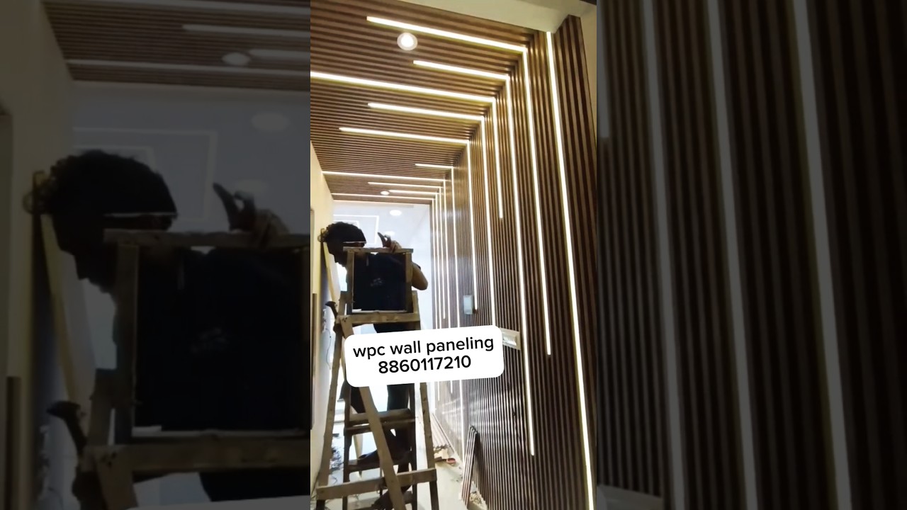 Modern WPC Wall Panelling with Sleek Profile Lighting | Elegant Interior Accent #wpc #walldecor