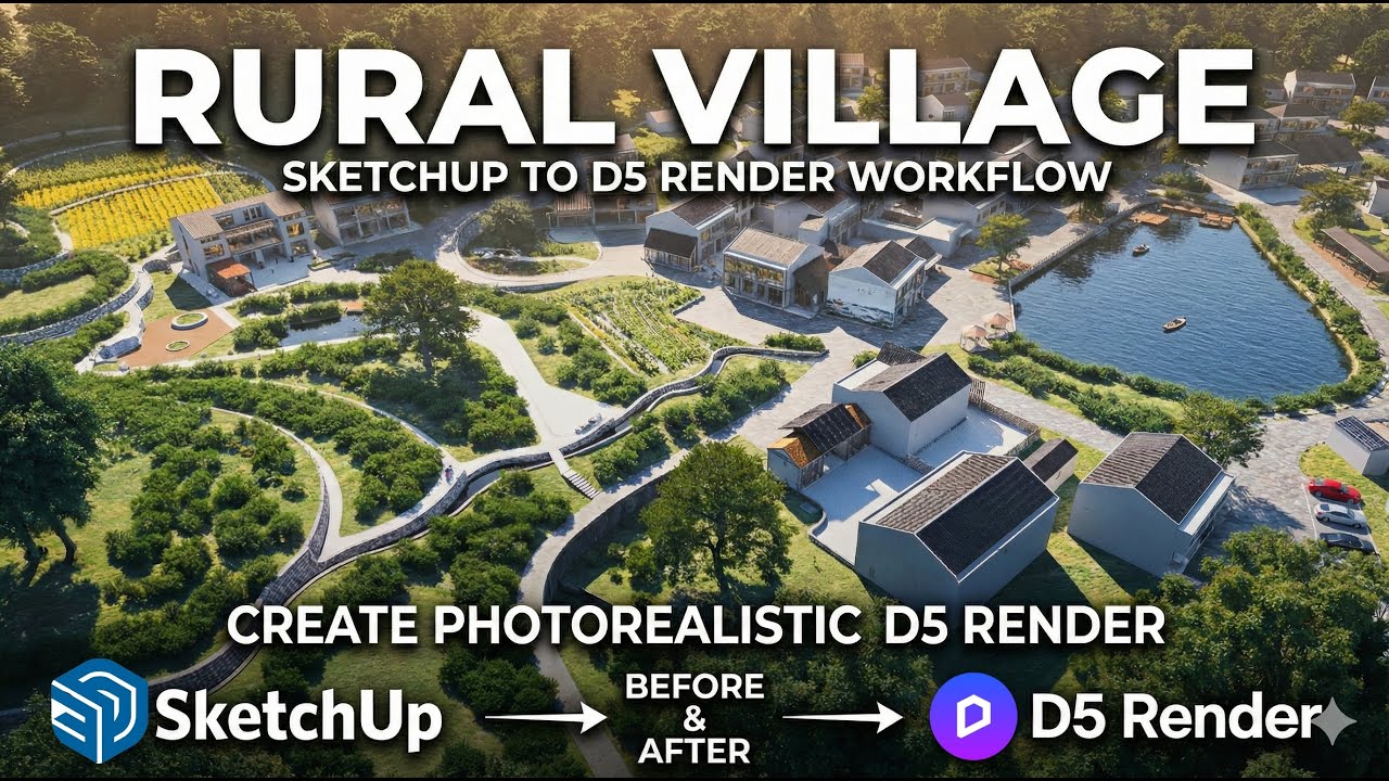 Rural Village-SketchUp to D5 Render Workflow: Create Photorealistic in D5 Render