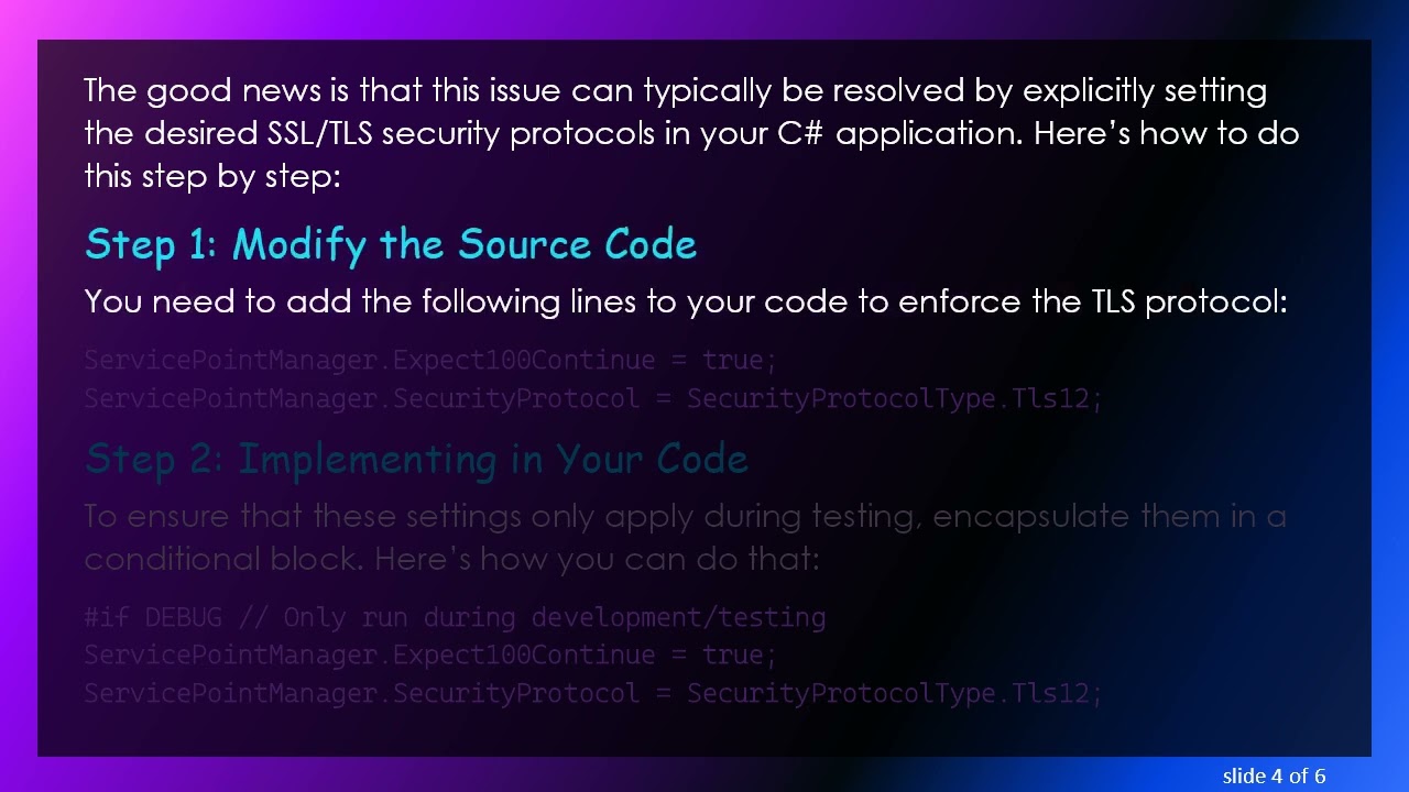 Resolving the Could not create SSL/TLS secure channel Error in C#  Code