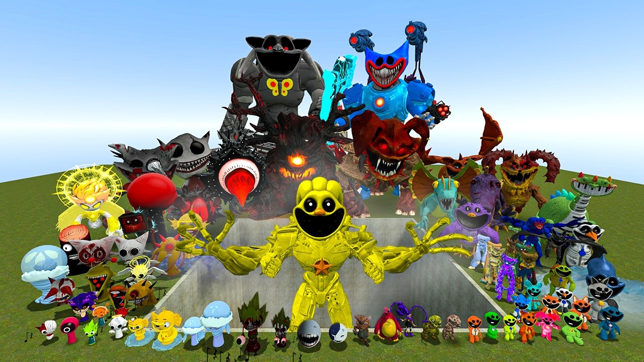 ALL MONTERS POPPY PLAYTIME VS THE GIANT PIT WITH MECHA TITAN CHICKEN! - Garry's Mod