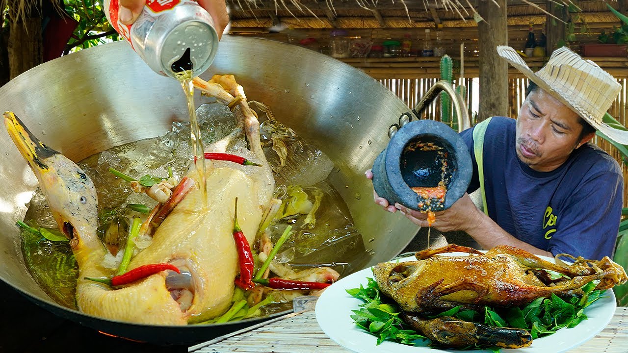 Duck Drunk Beer In Pan | Grill Duck BBQ For Dinner