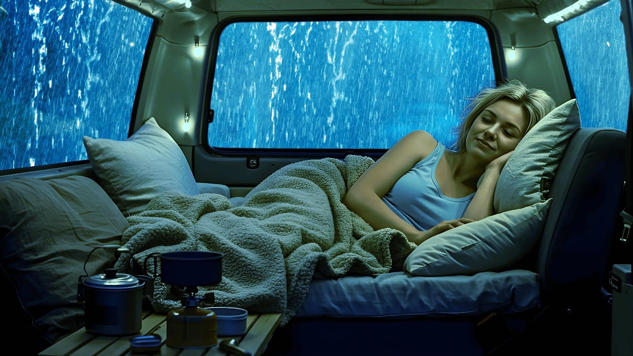 🌧️Deep Sleep Ambience ⛈️ Loud Rainstorm Warm Car Fall Asleep Fast