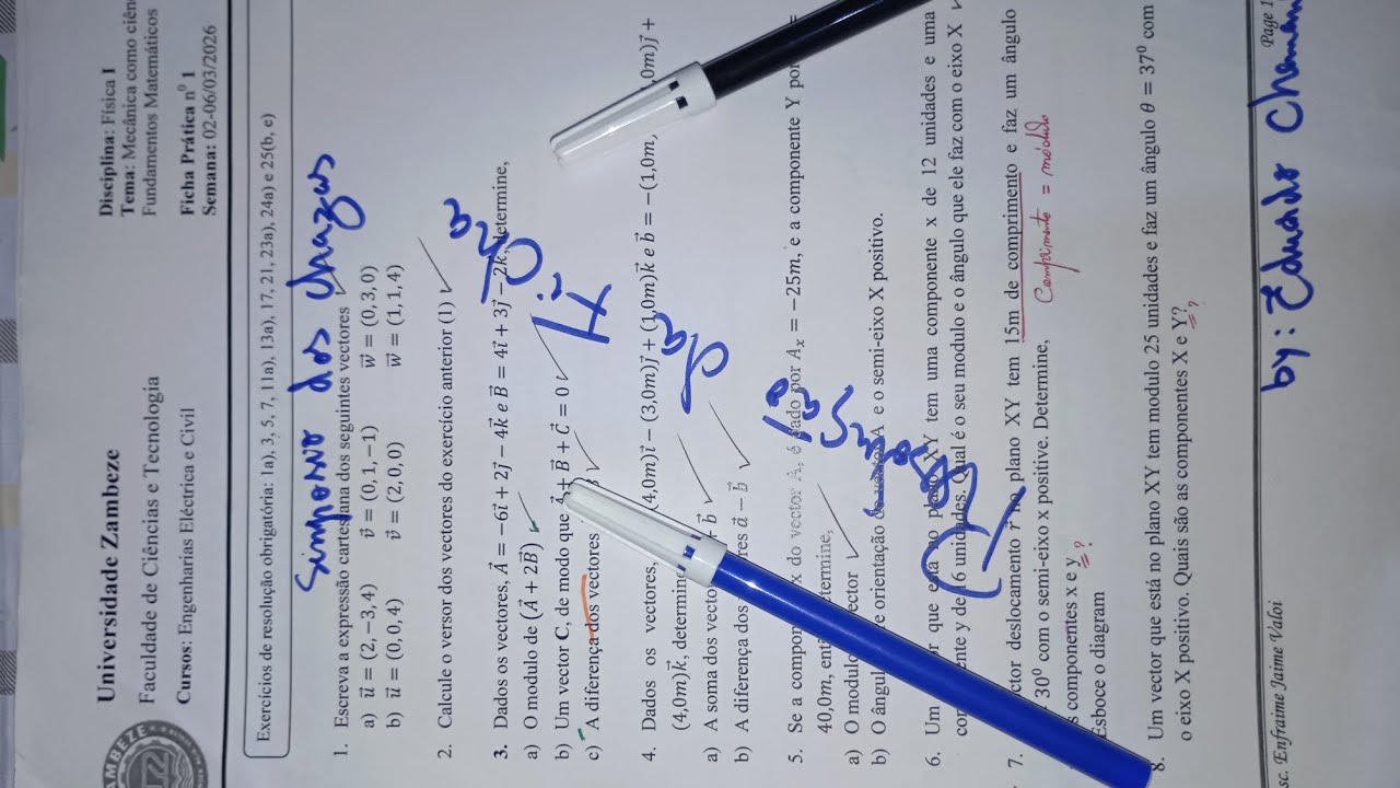Ficha 1 Fisica 1 ÁLGEBRA Vectorial