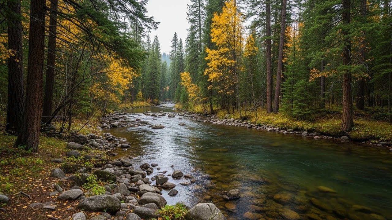 Tranquil River in Forest 🌲🌊 Relaxing Nature Ambience for Focus and Serenity #2884