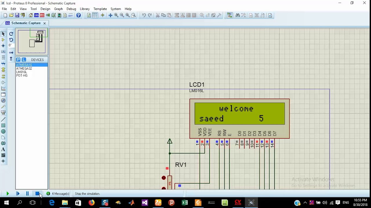 توصيل شاشة LCD مع متحكم atmega32