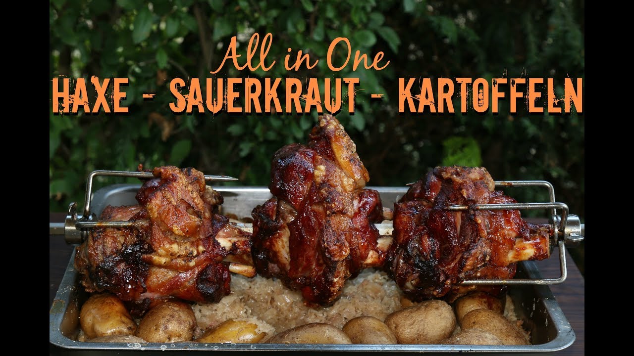 Haxen vom Grill mit Sauerkraut und Kartoffeln - All in One Gericht