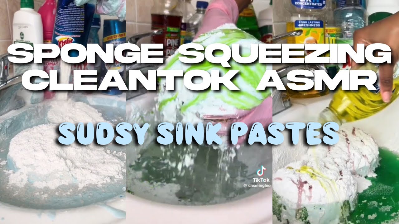 [23 MIN] SUDSY PASTE CLEANTOK COMPILATION W RINSES | SATISFYING POWDER PASTE SPONGE SQUEEZING ASMR 
