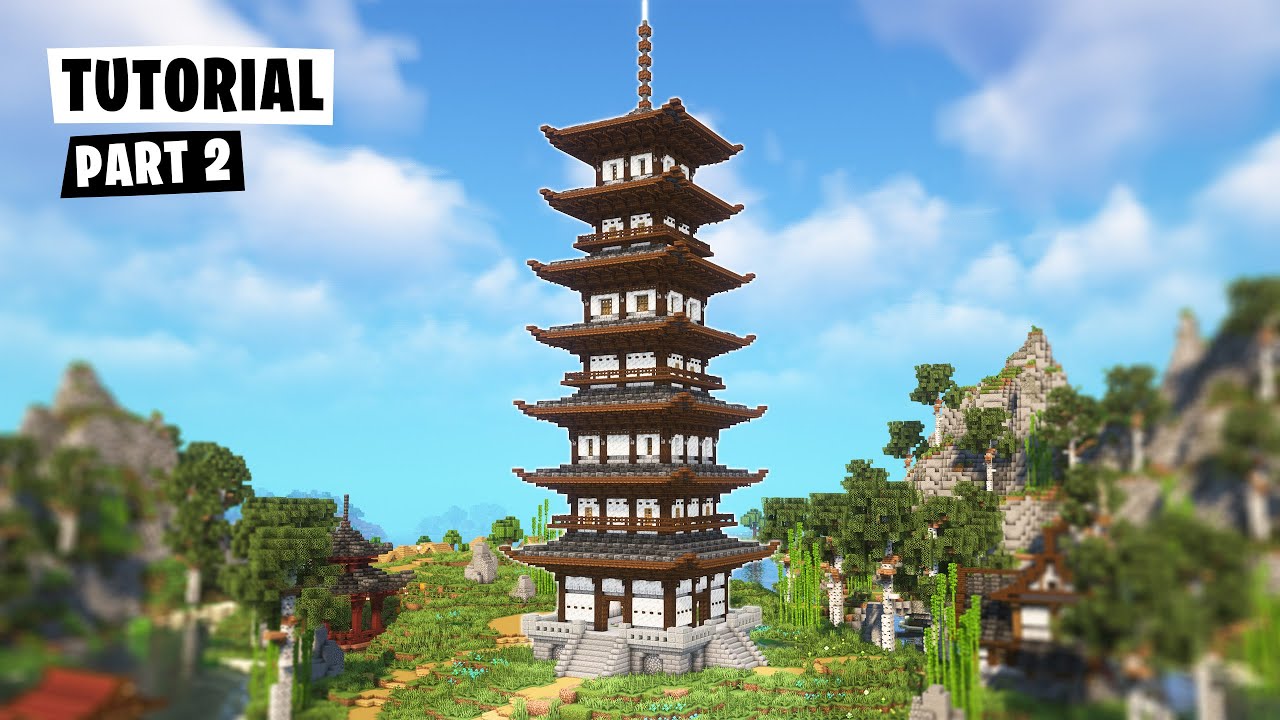 How to Build a Japanese Pagoda / Temple in Minecraft - Tutorial [Part 2/4]